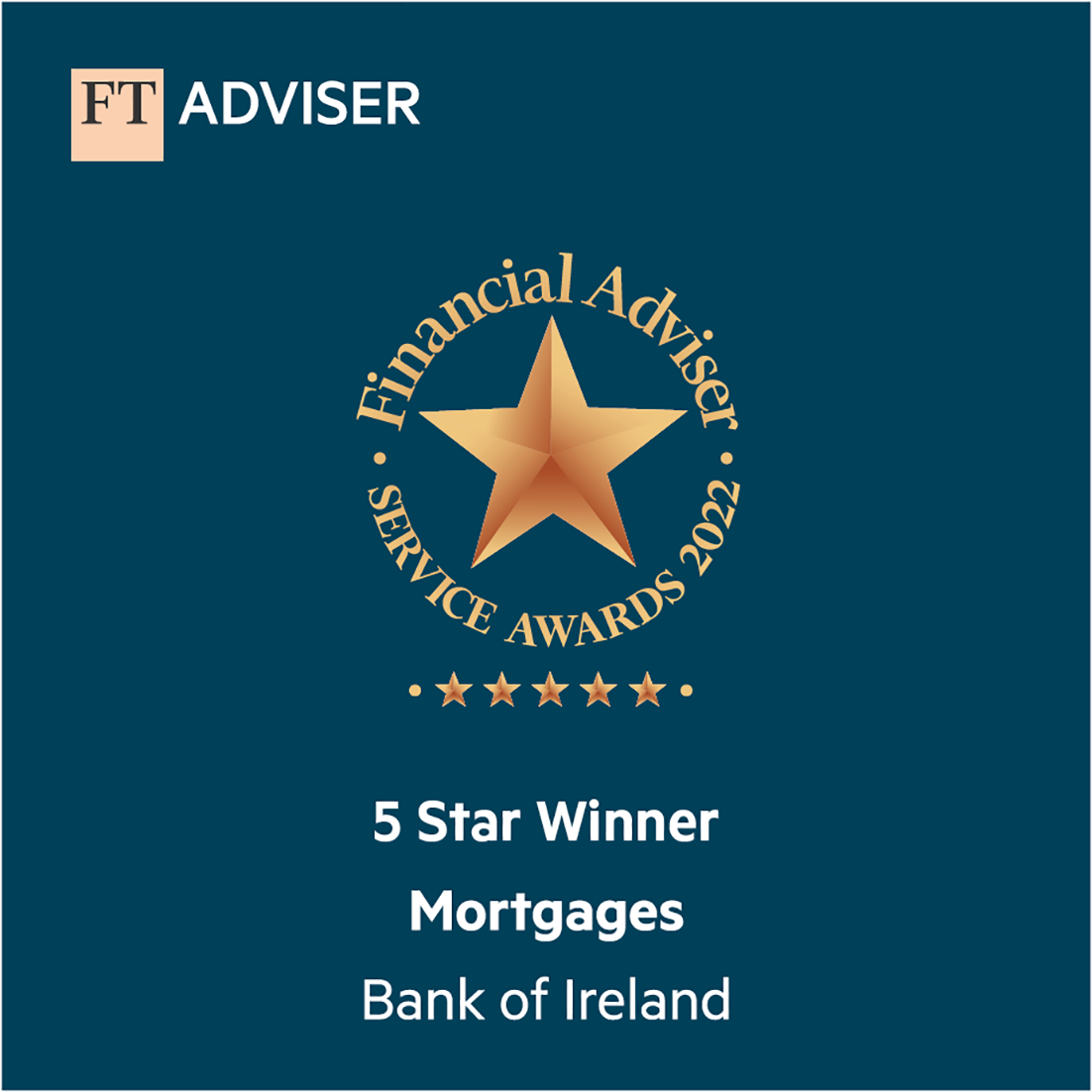 FT Advisor award certificate - 5 Star Winner Mortgages